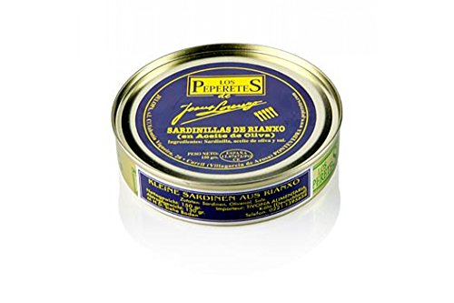 Sardinillas, ohne Kopf, in Olivenöl, Los Peperetes - es gibt keine Besseren!, 150g Sardinillas, ohne Kopf, in Olivenöl, Los Peperetes - es gibt keine Besseren!, 150g von Los Peperetes