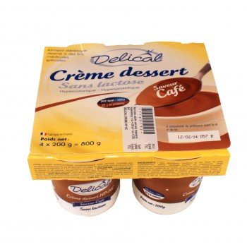 Delical Dessert-Creme HP HC ohne Lactose Kaffee, 4 x 200 g von Delical