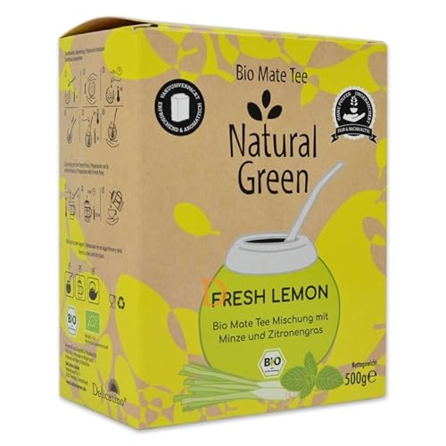 DELICATINO BIO Mate Tee "FRESH LEMON" - Natural Green - 500g Mate Tee Mischung ohne Pulver - Mit Minze und Zitronengras DELICATINO BIO Mate Tee "FRESH LEMON" - Natural Green - 500g Mate Tee Mischung ohne Pulver - Mit Minze und Zitronengras von Delicatino