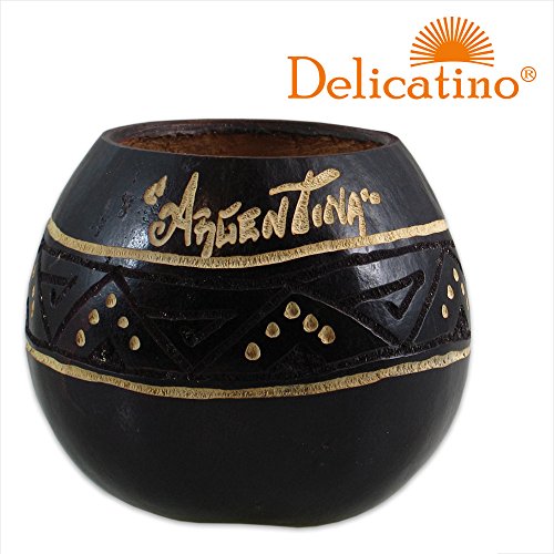 Mate Becher Calabaza Tallado schwarz "Argentina" von Delicatino