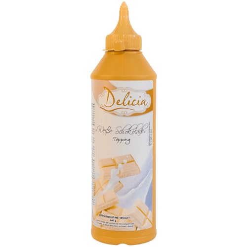 "Weiße Schokolade" Dessertsauce | Verführerischer Topping in einer 600g - Flasche | Delicia Dessertsoße - Vielseitige Verwendung - Entfalten Sie Ihre Kreativität von Delicia