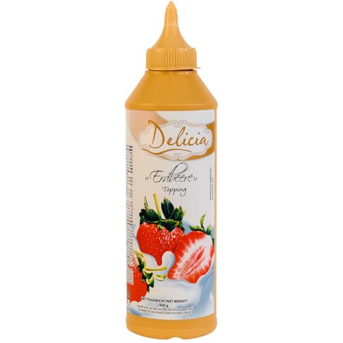 "Erdbeere" Dessertsauce | Verführerischer Topping in einer 600g - Flasche | Delicia Dessertsoße - Vielseitige Verwendung - Entfalten Sie Ihre Kreativität von Delicia