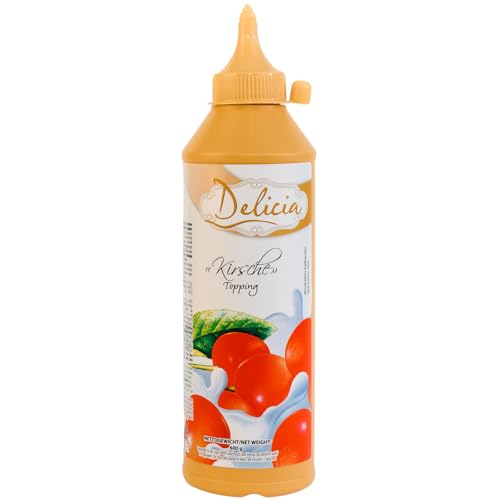 "Kirsche" Dessertsauce | Verführerischer Topping in einer 600g - Flasche | Delicia Dessertsoße - Vielseitige Verwendung - Entfalten Sie Ihre Kreativität von Delicia