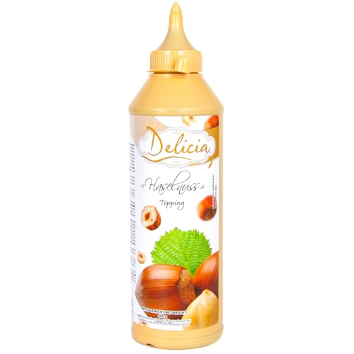 "Haselnuss" Dessertsauce | Verführerischer Topping in einer 600g - Flasche | Delicia Dessertsoße - Vielseitige Verwendung - Entfalten Sie Ihre Kreativität von Delicia