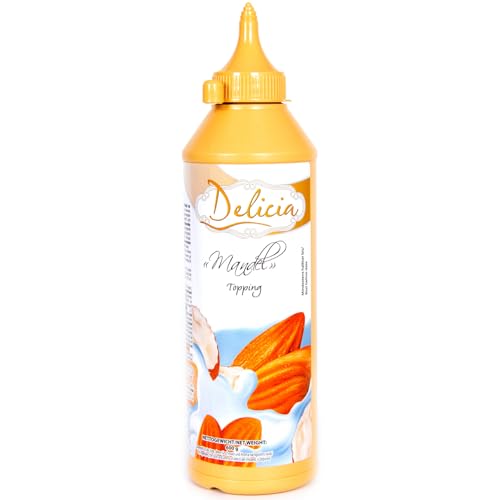 "Mandel" Dessertsauce | Verführerischer Topping in einer 600g - Flasche | Delicia Dessertsoße - Vielseitige Verwendung - Entfalten Sie Ihre Kreativität von Delicia