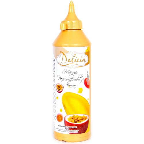 "Mango-Maracuja" Dessertsauce | Verführerischer Topping in einer 600g - Flasche | Delicia Dessertsoße - Vielseitige Verwendung - Entfalten Sie Ihre Kreativität von Delicia