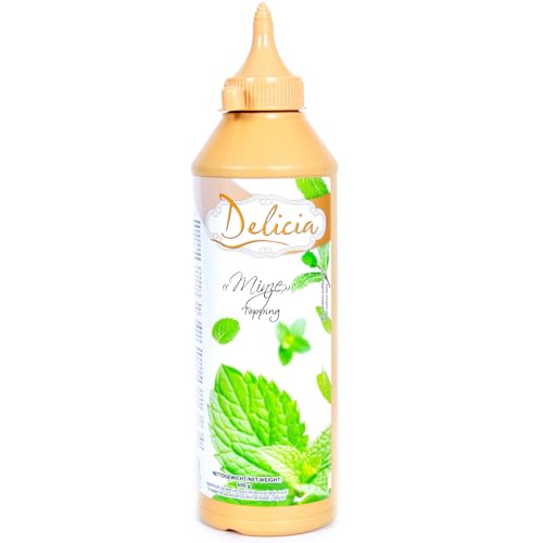 "Minze" Dessertsauce | Verführerischer Topping in einer 600g - Flasche | Delicia Dessertsoße - Vielseitige Verwendung - Entfalten Sie Ihre Kreativität von Delicia