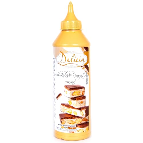"Schokolade-Nougat" Dessertsauce | Verführerischer Topping in einer 600g - Flasche | Delicia Dessertsoße - Vielseitige Verwendung - Entfalten Sie Ihre Kreativität von Delicia