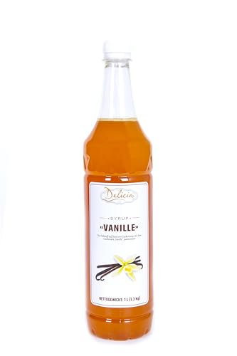 "Vanille" Dessertsirup | Verführerischer Delicia Sirup in einer 1L - Flasche | Süßungsmittel vielseitig verwendbar - Entfalten Sie Ihre Kreativität (Vanille) von Delicia