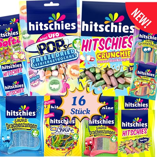 Süßigkeiten Box mit Hitschies Party Mix XL – 16 Tüten zum Teilen & Probieren – Bunter Fruchtgummi Mix mit Crunchies Sour & Brizzl UFO POPS – Perfekt für Party, Geburtstag, Geschenk & Candy Bar Süßigkeiten Box mit Hitschies Party Mix XL – 16 Tüten zum Teilen & Probieren – Bunter Fruchtgummi Mix mit Crunchies Sour & Brizzl UFO POPS – Perfekt für Party, Geburtstag, Geschenk & Candy Bar von Deliciosso
