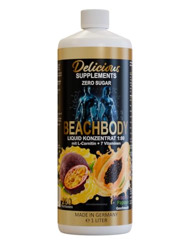 Delicious Beachbody Liquid Maracuja Papaya - Zuckerfreier Sirup für Wasser, ein schmackhafter Durstlöscher inkl. Pumpspender - Made in Germany Delicious Beachbody Liquid Maracuja Papaya - Zuckerfreier Sirup für Wasser, ein schmackhafter Durstlöscher inkl. Pumpspender - Made in Germany von Delicious Supplements