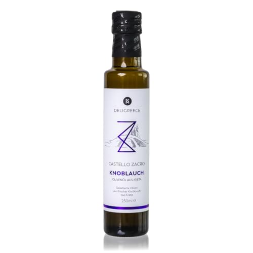 DELIGREECE - Castello Zacro Knoblauch-Olivenöl | Kaltgepresstes Olivenöl mit frischem Knoblauch. Fruchtiges Olivenöl ohne Zusätze aus Kreta, perfekt zum Braten, Kochen und Backen | 250ml DELIGREECE - Castello Zacro Knoblauch-Olivenöl | Kaltgepresstes Olivenöl mit frischem Knoblauch. Fruchtiges Olivenöl ohne Zusätze aus Kreta, perfekt zum Braten, Kochen und Backen | 250ml von Deligreece