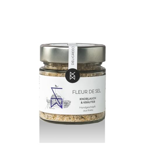 DEDELIGREECE - Fleur de Sel - Knoblauch mit Kräutern | Handgeschöpftes Meersalz aus Kreta, verfeinert mit Knoblauch, Petersilie und Dill. Aromatisches Kräutersalz mit natürlichen Zutaten | 160g DEDELIGREECE - Fleur de Sel - Knoblauch mit Kräutern | Handgeschöpftes Meersalz aus Kreta, verfeinert mit Knoblauch, Petersilie und Dill. Aromatisches Kräutersalz mit natürlichen Zutaten | 160g von Deligreece