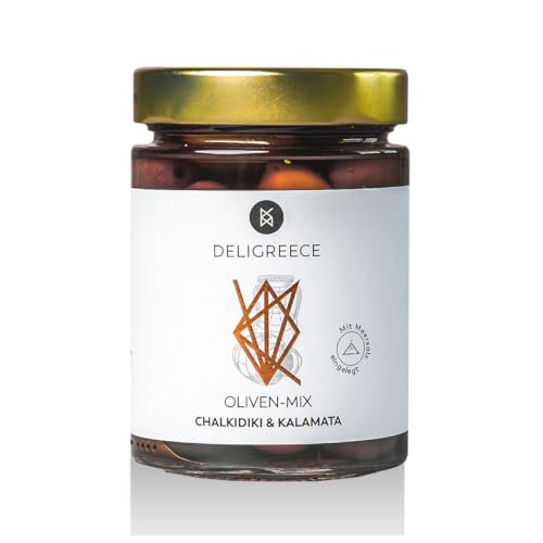 DELIGREECE - Oliven Mix in Salzlake | Mischung aus dunklen Kalamata- und grünen Chalkidiki-Oliven, eingelegt in Meersalzlake. Knackige Oliven, perfekt als Beilage, Vorspeise oder für Salate | 345g DELIGREECE - Oliven Mix in Salzlake | Mischung aus dunklen Kalamata- und grünen Chalkidiki-Oliven, eingelegt in Meersalzlake. Knackige Oliven, perfekt als Beilage, Vorspeise oder für Salate | 345g von Deligreece