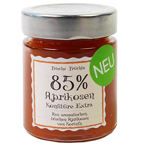 Deligreece Aprikosen Marmelade Konfitüre Extra 85% Fruchtgehalt aus aromatischen, frischen Aprikosen aus Korinth 180g. von Deligreece