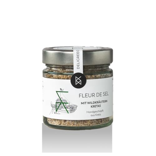 DELIGREECE - Fleur de Sel - Mit Wildkräutern | Handgeschöpftes Meersalz aus Kreta, verfeinert mit Wildkräutern. Kräutersalz mit natürlichen Zutaten, perfekt für BBQ, Gemüse und Saucen | 160g DELIGREECE - Fleur de Sel - Mit Wildkräutern | Handgeschöpftes Meersalz aus Kreta, verfeinert mit Wildkräutern. Kräutersalz mit natürlichen Zutaten, perfekt für BBQ, Gemüse und Saucen | 160g von Deligreece