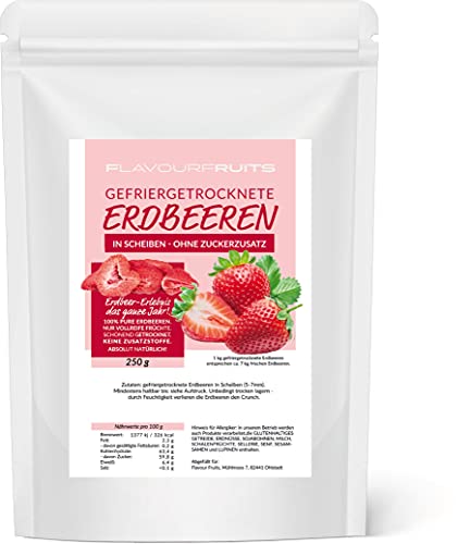 250g gefriergetrocknete Erdbeeren - Erdbeeren getrocknet - Erdbeerchips - in Scheiben - pure Frucht - 100 % Erdbeeren | Limfood von Limfood