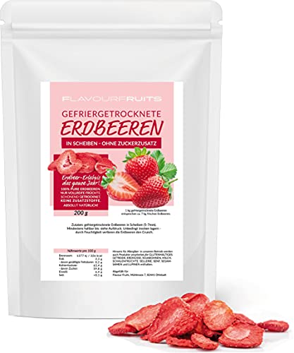 200g gefriergetrocknete Erdbeeren - Erdbeeren getrocknet - Erdbeerchips - in Scheiben - pure Frucht - 100 % Erdbeeren | Limfood von Limfood