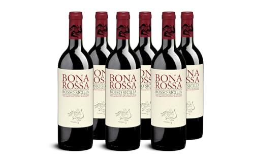 Biowein Bonarossa Rotwein Cuvée Nero D‘Avola Sizilien Italien 2021 Trocken Vegan (6 x 0.75l) von Delinat