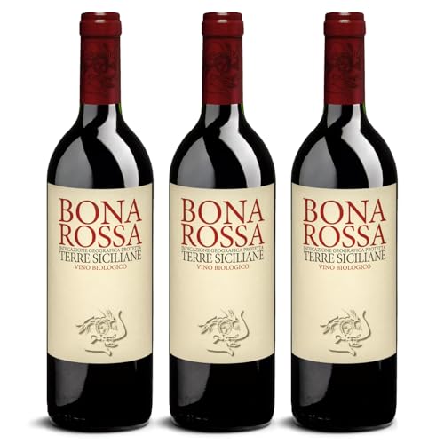 DELINAT – Bonarossa 2022 – Italienischer Rotwein trocken – Bio-Wein aus Sizilien, vegan (3 x 0,75l) von Delinat