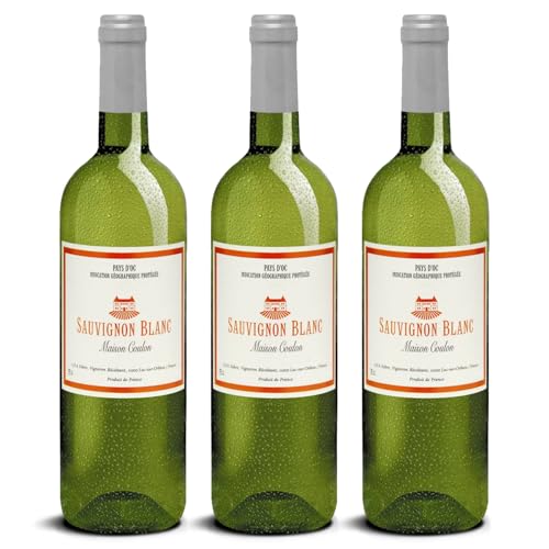 DELINAT – Maison Coulon Sauvignon Blanc 2023 – Französischer Weißwein trocken – Bio-Wein aus Languedoc, vegan (3 x 0,75l) von Delinat
