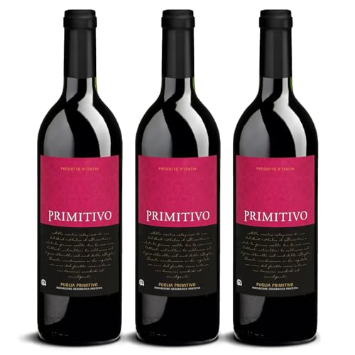 DELINAT – Primitivo 2022 – Italienischer Rotwein halbtrocken – Bio-Wein aus Apulien, vegan (3 x 0,75l) von Delinat