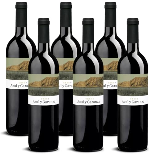 DELINAT – Tres de Azul y Garanza 2021 – Spanischer Rotwein trocken – Bio-Wein aus Navarra, vegan (6 x 0,75l) von Delinat