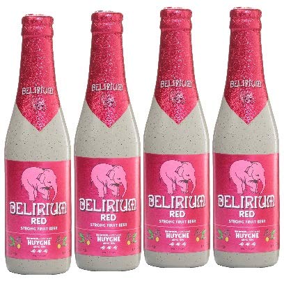 4 Flaschen a 0,33L Delirium Red Strong Fruit beer a 330ml rosa Elefanten inc. 0.32€ Mehrweg Pfand von Delirium Tremens Strong blond beer