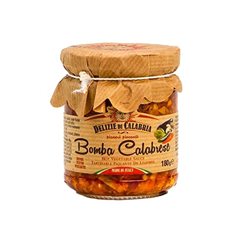 Delizie di Calabria Bomba Calabrese (180g) | Pikante Kalabrische Gemüsepaste | Mit Peperoni & Steinpilzen | Milde roten Chilischoten | Würzen von Eintöpfen, Pasta & Bruschetta | Echt süditalienisch von Delizie di Calabria