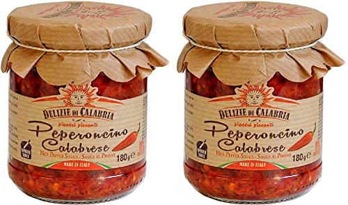 Italienische Pepper Hot-Sauce Chilisauce 🌶️ Aus Kalabrischem Peperoncino | Von Delizie di Calabria (180g, 2er Pack) von Delizie di Calabria