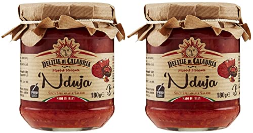 Kalabrische Nduja - Würziges Streichfähige und Cremige Salami | Made in Italy von Delizie di Calabria (180g, 2er Pack) von Delizie di Calabria