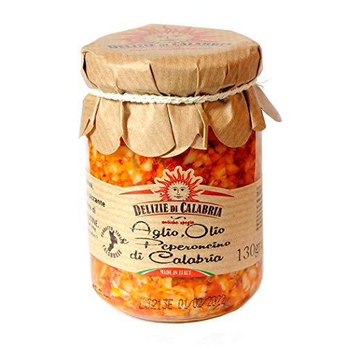 Knoblauch, Öl und Kalabrien Pfeffer Soße 130 gr von Delizie di Calabria