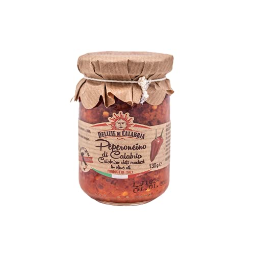 Pepperoncino di Calabria Hot Chili Paste mit Olivenöl (135g) von Delizie di Calabria - 38% Olivenöl - Sauce aus Kalabrien - aromatisch - original italienisch - vegan vegetarisch dolce vita von Delizie di Calabria