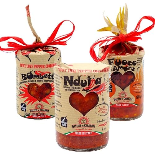 Scharfe Peperoncino Saucen Delizie di Calabria: Fuoco Bombetta und ´Nduja 90 gr x 3 von Delizie di Calabria