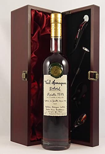 Delord Freres Bas Vintage Armagnac 1979 (70cl) in einer mit Seide ausgestatetten Geschenkbox, da zu 4 Weinaccessoires, 1 x 700ml von Delord Freres Armagnac