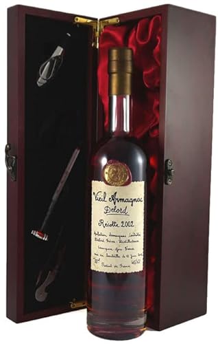Delord Freres Bas Vintage Armagnac 2002 (50cl) in einer mit Seide ausgestatetten Geschenkbox, da zu 4 Weinaccessoires, 1 x 500ml von Delord Freres Armagnac