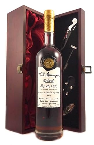 Delord Freres Bas Vintage Armagnac 2002 (70cl) in einer mit Seide ausgestatetten Geschenkbox, da zu 4 Weinaccessoires, 1 x 700ml von Delord Freres Armagnac