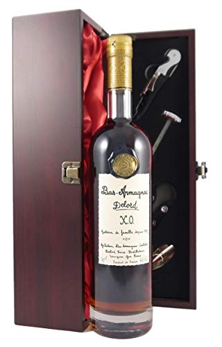 Delord Freres Bas Armagnac XO 70 CL in Geschenkbox,Satin ausgekleidet,mit vier Accessoires,Korkenzieher,Giesser,Kapselabschneider,Weinthermometer von Delord