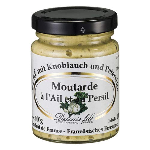 Delouis Fils - Senf mit Knoblauch und Petersilie (Moutarde a l'Ail et au Persil) aus Frankreich - 100 g von Delouis fils