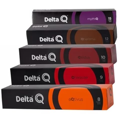 Delta Q Kaffee Kapseln Variety Colletion Pack |10 Activus | 10 Mythiq | 10 Qharacter | 10 Qalidus | 10 Qharisma von Delta