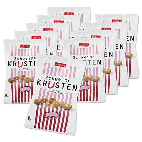 10er SET Delvita Schweinekrusten 175 g / Speckkrusten / Knabberei / low carb Snack von Delvita