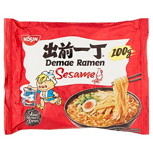 Nissin Demae Ramen – Sesam, Einzelpack, Instant-Nudeln japanischer Art, mit Sesamöl & asiatischen Gewürzen, schnell & einfach zubereitet, asiatisches Essen (1 x 100 g) von NISSIN