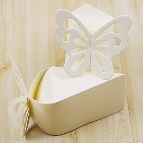 50 Stück Schmetterling Geschenkbox Perlglanz Süßigkeitenbox DIY Hochzeit Geburtstag Geschenk Süßigkeiten Boxen Schokolade Karton Kleine Schachteln (champagner) von Demeuble