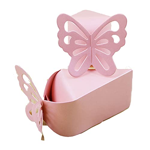 50 Stück Schmetterlings-Geschenkbox Perlglanz-Süßigkeitenbox DIY Hochzeit Geburtstag Geschenk Süßigkeiten Boxen Schokolade Karton kleine Schachteln (rosa) von Demeuble