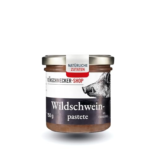 Der Feinschmecker Wildschweinpastete Cranberrys 150g I Hochwertiges Wildschweinfleisch I Mit Madeira & Sahne verfeinert von Der Feinschmecker