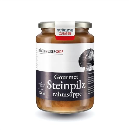 Handgemachte Steinpilzrahmsuppe | Mit großstückigen Steinpilzen und Wildaroma| Verfeinert mit Sahne und Wein | 720 ml Handgemachte Steinpilzrahmsuppe | Mit großstückigen Steinpilzen und Wildaroma| Verfeinert mit Sahne und Wein | 720 ml von Der Feinschmecker