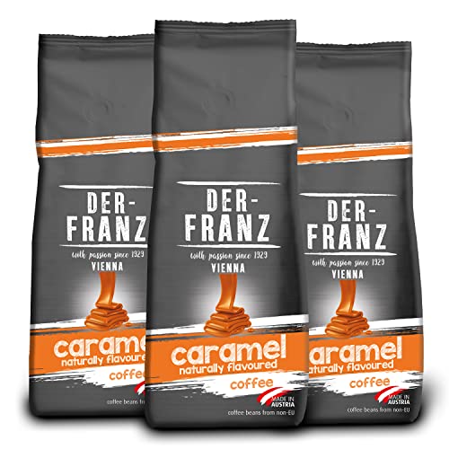 Der-Franz Kaffee, aromatisiert mit Karamaell, Intensität3/5, Arabica und Robusta Kaffeebohnen, 3 x 500 g von Der-Franz