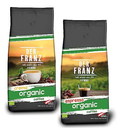 Der-Franz BIO Kaffee Bundle: 1x Crema Bio, 1x Espresso Bio, ganze Bohne, 2 x 1000 g von Der-Franz