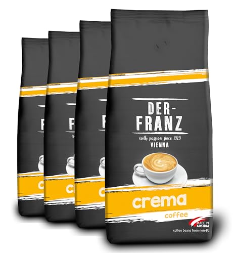 DER-FRANZ Kaffee Crema, Intensität 4/5, 100% Arabica, ganze Kaffeebohnen, 4 x 1000 g von Der-Franz