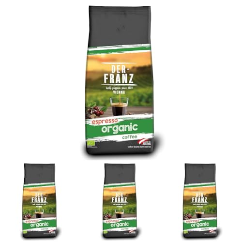 Der-Franz Espresso Bio Kaffee, Intensität 5/5, Bio Arabica umd Robusta, ganze Bohne, 1000 g (Packung mit 4) von Der-Franz